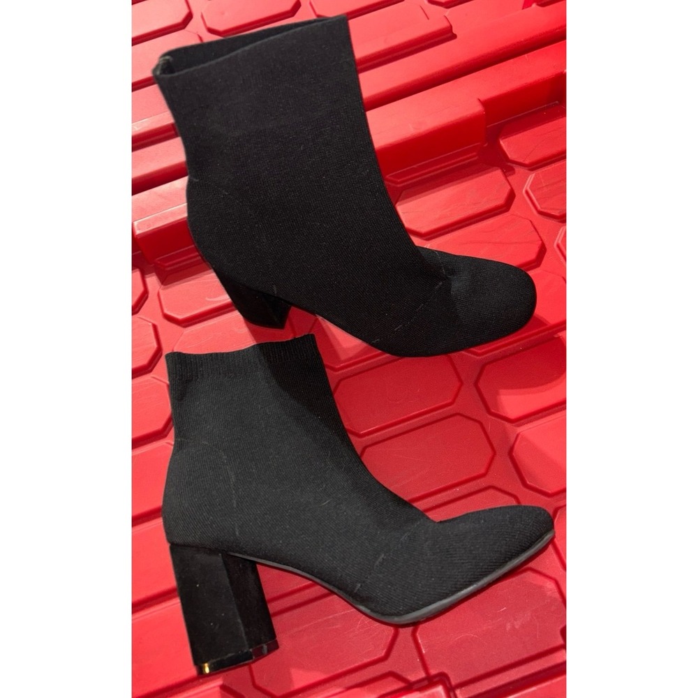 MIA Women's Black Flyknit Mid Calf‎ Block Heel Boots, Size 9